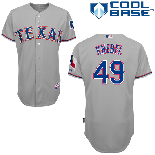 Corey Knebel #49 MLB Jersey-Texas Rangers Men's Authentic Road Gray Cool Base Baseball Jersey